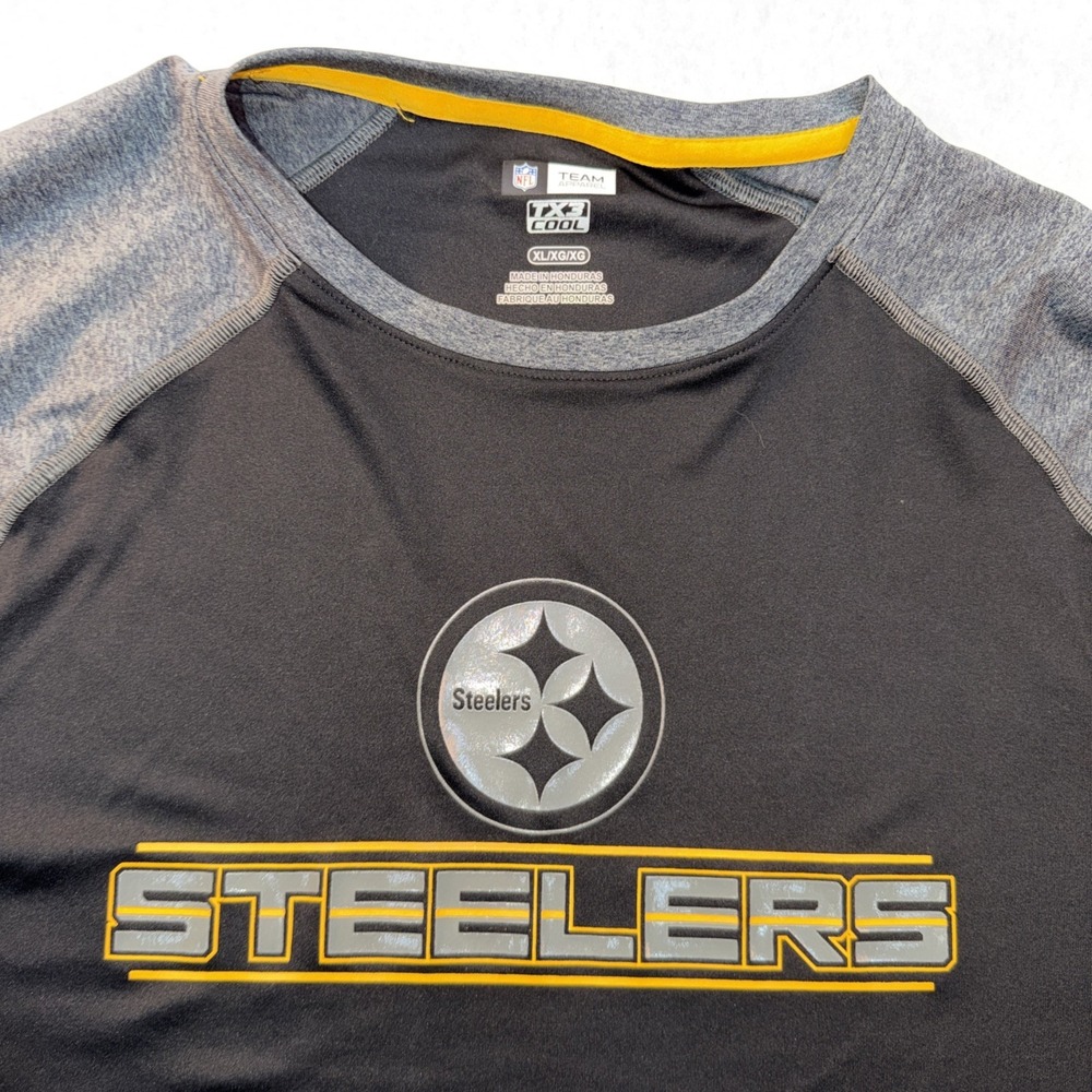 Pittsburgh Steelers Mens Shirt Extra Large Black NFL Team Apparel‎ TX3 Cool Logo